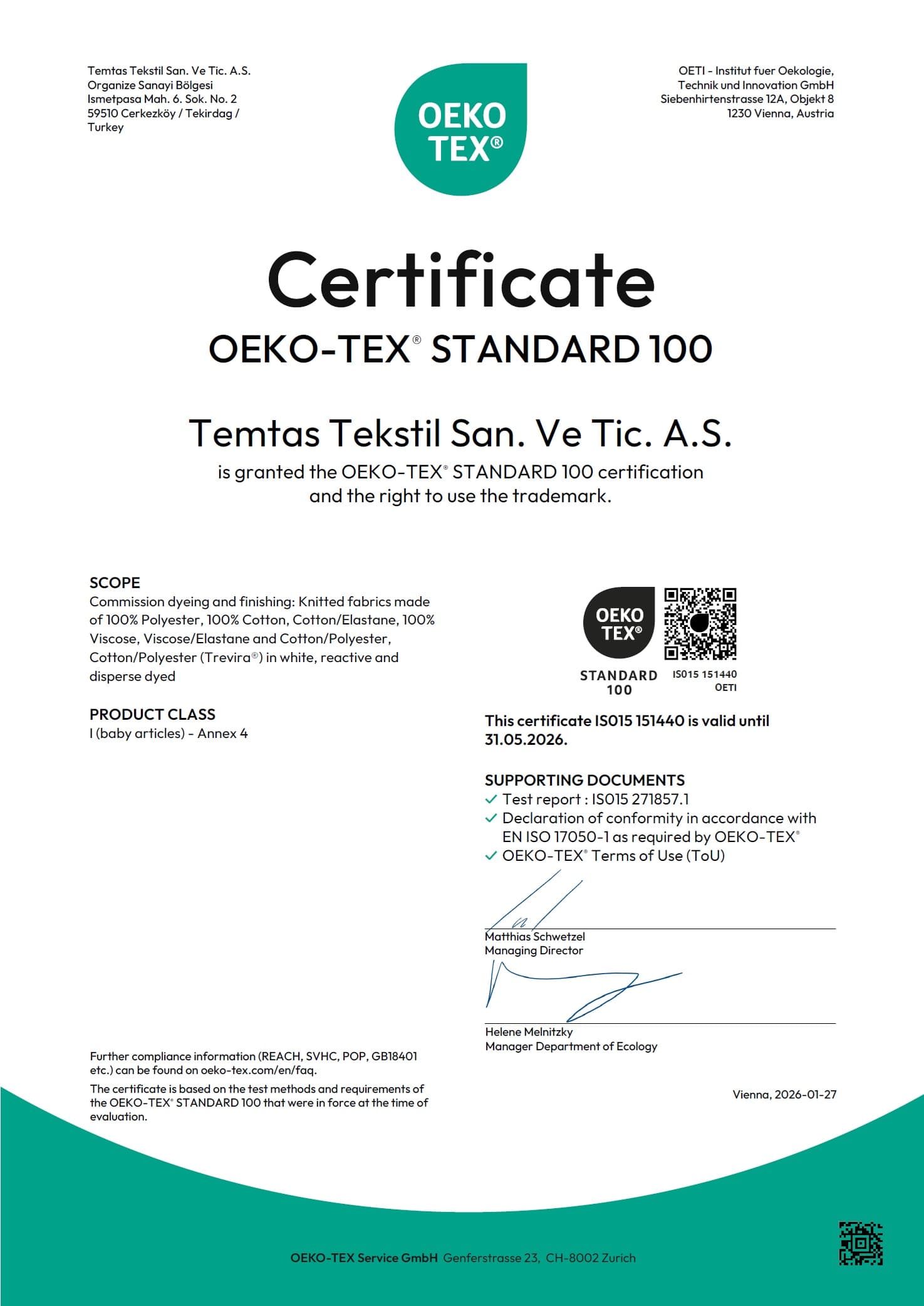 Oeko-Tex Standart 100